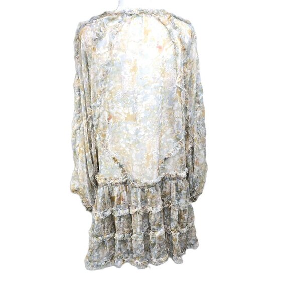 OPT Tuckernuck Olive Green Yellow Tiered Babydoll Boho Dress - Picture 9 of 10